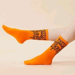 Cartoon Graphic Orange Socks
